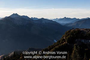Aussicht vom Trainsjoch auf die Bayerischen Alpen (Bayerische Voralpen)