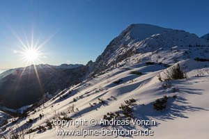 Der winterliche Gipfelaufbau des Schneibstein (Berchtesgadener Alpen)