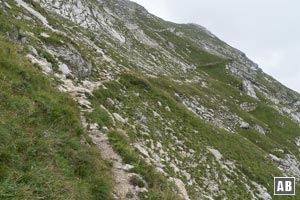 Bergtour Gaishorn: Rückblick in die steile Südflanke