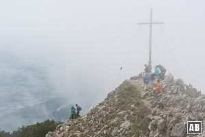 Geschafft: Der Gipfel des Rubihorn - bei leider miserabler Sicht