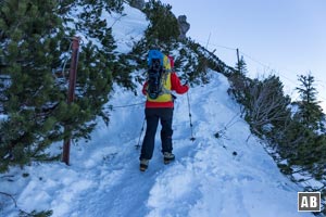 Schneeschuhtour Hirschberg: Im drahtseilgesicherten Winterweg