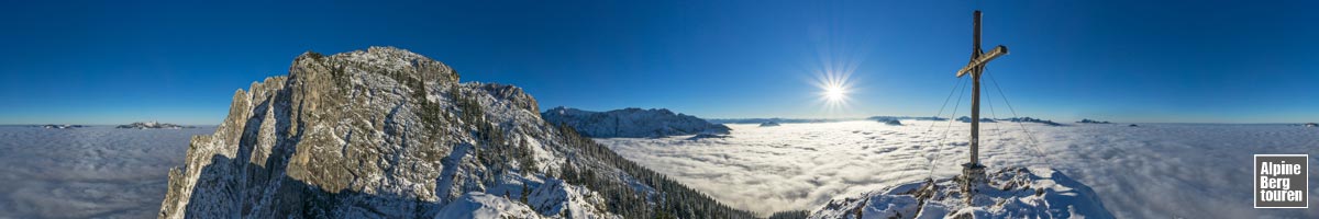 Bergpanorama Winter von der Naunspitze (Zahmer Kaiser, Kaisergebirge, Tirol, Österreich)