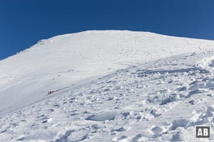 Schneeschuhtour Schneibstein: Über den Westrücken erreichen wir das großflächige Gipfelplateau des Schneibstein