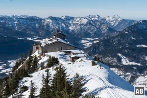 Skitour Kehlstein: Das Kehlsteinhaus in aussichtsreicher Position.