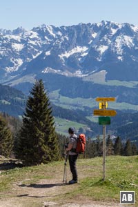 Wanderung Spitzstein: Bereits der Anstieg zum Spitzsteinhaus bietet tolle Ausblick auf die Nordseite des Kaisergebirges.