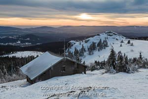 Winterlicher Sonnenuntergang am Arbergipfel