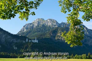 Das Schloss Neuschwandstein unterhalb des Säuling (Ammergauer Alpen)