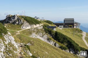 Rückblick auf den Osterfelderkopf und die Bergstation der Alpspitzbahn