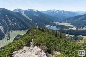 Rückblick auf den Ostgrat mit vielen Schauwerten zur Rechten und am Horizont.