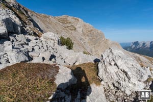 Rückblick aus der Abstiegsroute auf den Daniel-Gipfel