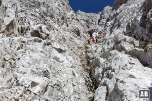 Anhaltende Kletterei am Normalweg der Ehrwalder Sonnenspitze