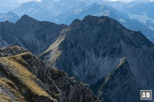 Aussicht vom Gipfel auf Gaisalphorn und Rubihorn