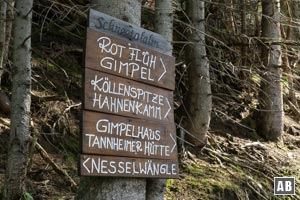 Durch die etwas abgelegene Position der Gehrenspitze wird diese nicht angezeigt. Aber keine Bange - wird sind auf dem richtigen Weg!