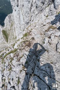 In der Westflanke der Gehrenspitze pfeift es ordentlich nach unten