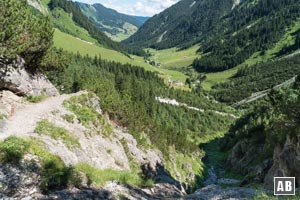 Rückblick aus der Steilstufe ins Gemsteltal