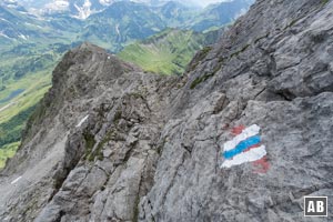 Rückblick aus der Querung auf die Aufstiegsroute