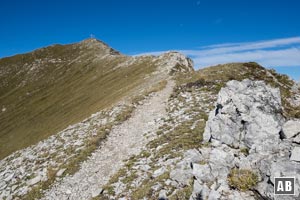 Der Abstieg von der Walser Hammerspitze in Richtung Hochgehrenspitze ist zunächst noch einfach