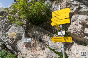 Den Weg über den Jubiläumssteig zur Gruttenhütte lassen wir links liegen