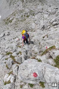 Oberhalb des Ellmauer Tores: Der erste Aufschwung mit Handeinsatz