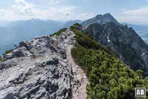 Aussichtsreich in einfachem Gelände und mit nur wenig Höhenverlust in Richtung Westen wandern.