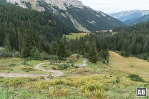 Von der Berghütte geht es unschwierig und ziemlich gemütlich das beschauliche Schwarzwassertal hinab.