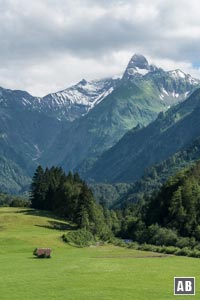 Blick vom Abstieg zum Parkplatz Renksteg auf die Trettachspitze