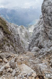 Tiefblick am oberen Ende in die Rinne