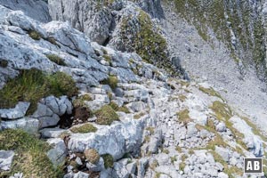 Tiefblick aus den Grasschrofen