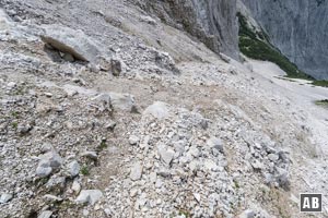 Rückblick - den Schutthang hinunter