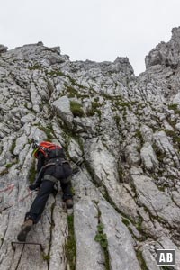 Auch wenn der Widauersteig ein leichter Klettersteig ist muss man schon ein wenig hinlangen