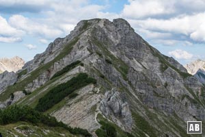 Rückblick aus dem Südwestgrat auf den Gipfel der Schellschlicht