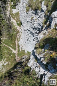 Blick von oben die Steilrampe nach unten