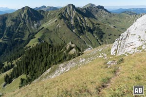 Rückblick auf die Umgehung des Sonntagsspitze-Gipfelfelsens