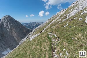 Rückblick auf den Abzweig zur Vorderen Goinger Halt