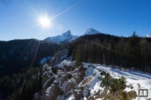 An der Grünsteinhütte gibt es erstmalig auch die Zacken des Watzmanns zu bewundern