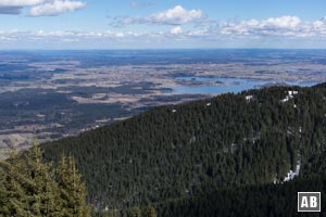 Tolle Aussicht vom Mittleren Hörnle auf das bayerische Voralpenland - bei guter Fernsicht bis nach München