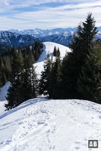 Für den kurzen Abstecher zum südlich vorgelagerten Stierkopf den Verbindungsgrat hinabstapfen...