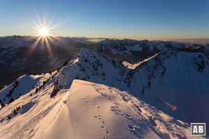 Sonnenuntergang am Gipfel der Rotwand