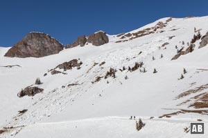 Blick vom Rotwandhaus auf die steilen Hänge die gequert werden müssen