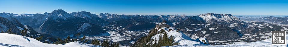 Skitour Kehlstein: Das Kehlsteinhaus vor großer Kulisse.