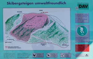 Auf der Nordseite des Wanks befindet sich ein Wald-Wild-Schongebiet. Wir sollten uns an die ausgewiesenen Skiroute halten!