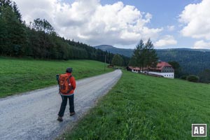 Vorbei am Berghotel Mooshütte wandern wir hinab in den Wald