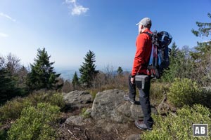 Der Gipfel des Rauhen Kulm ist ringsum stark bewachsen, bietet deshalb nur eingeschränkte Fernsicht