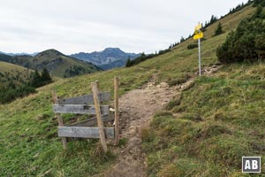 Die Abzweigung rechterhand hinauf zum Gipfel der Kühgrundspitze unbeachtet lassen - geradeaus anschließen