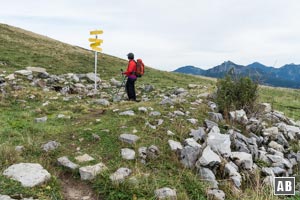 Am Sattel der Oberen Stuibenalpe war die Beschilderung eher dürftiger Natur