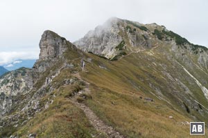 Rückblick vom Grat auf den Bschießer