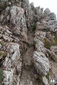 Blick zurück zur Rinne die eine kurze Turneinlage erfordert