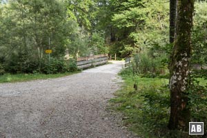 Die Linie durch den Wald entlässt uns nach 2 Schleifen und hinter dieser Brücke wieder ins freie Areal