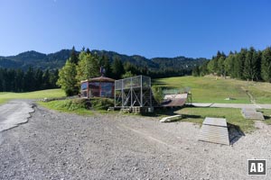 Unterhalb der Skipiste zu einer Baumparzelle queren