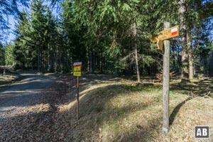 An dem unübersichtlichen Wegknoten scharf links abbiegen...